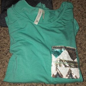 Turquoise boutique sequence shirt